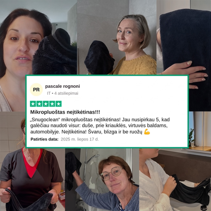 Klientų atsiliepimai apie „SnugoClean“ šluostę