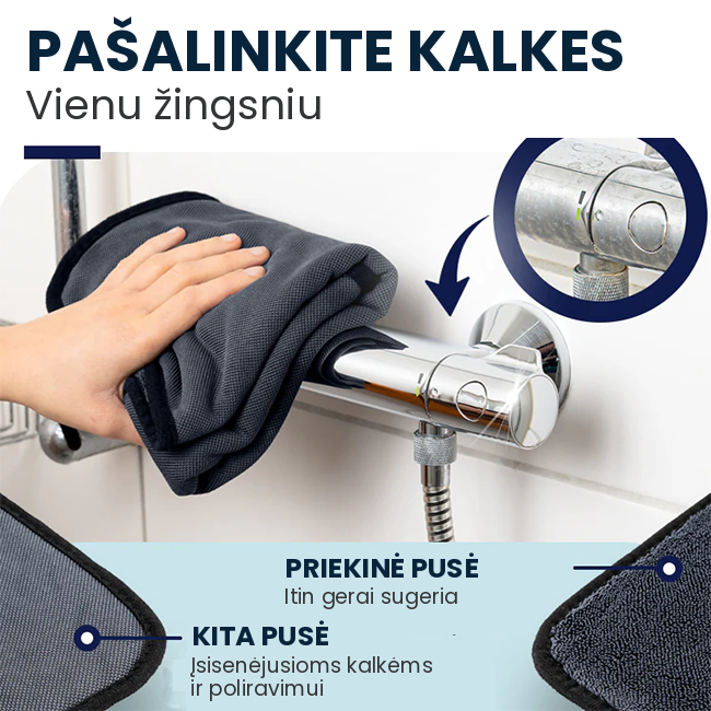Pašalinkite kalkes vienu žingsniu – abi šluostės pusės