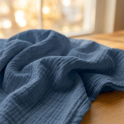 Navy Blue — 100% Cotton Muslin Blanket