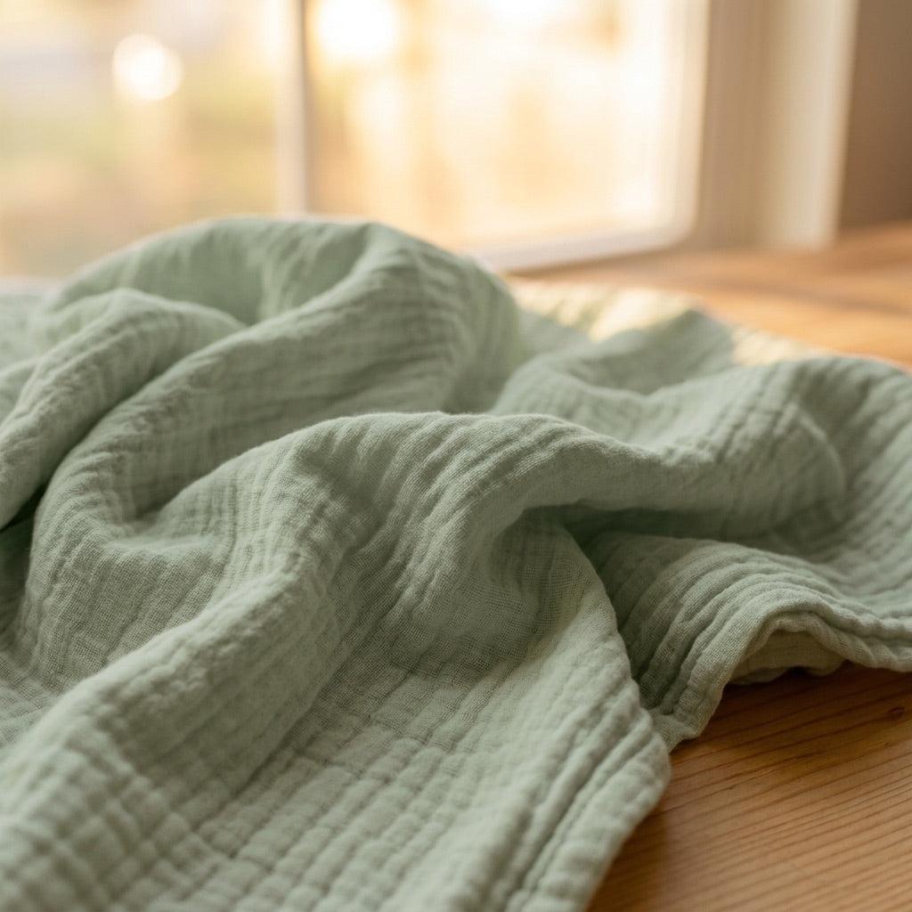 Sage Green — 100% Cotton Muslin Blanket