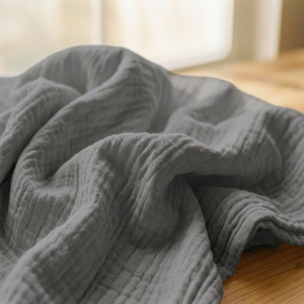 Grey — 100% Cotton Muslin Blanket