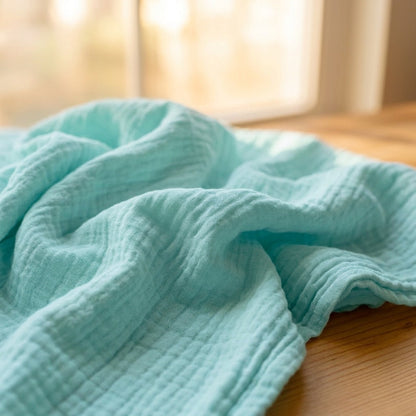Aqua Blue — 100% Cotton Muslin Blanket