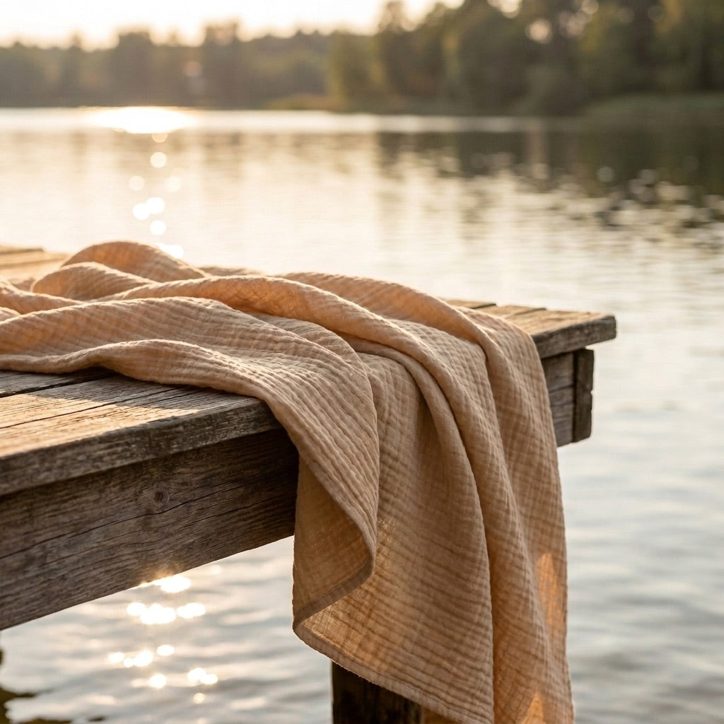 Beige — 100% Cotton Muslin Blanket