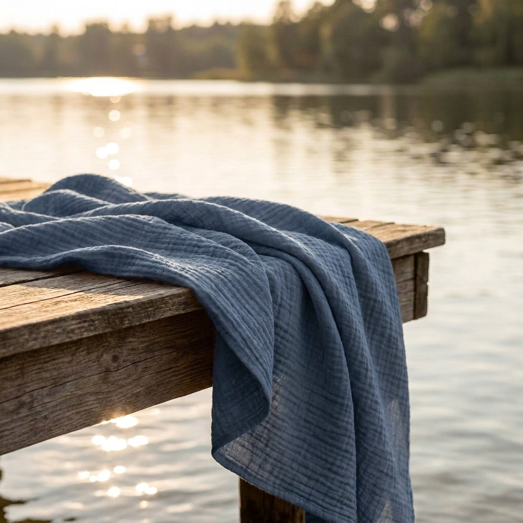 Navy Blue — 100% Cotton Muslin Blanket