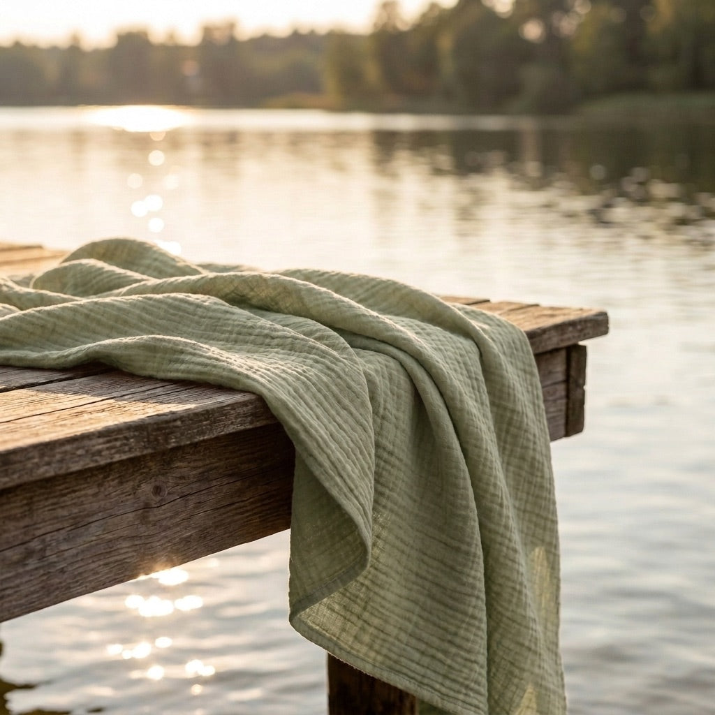 Sage Green — 100% Cotton Muslin Blanket