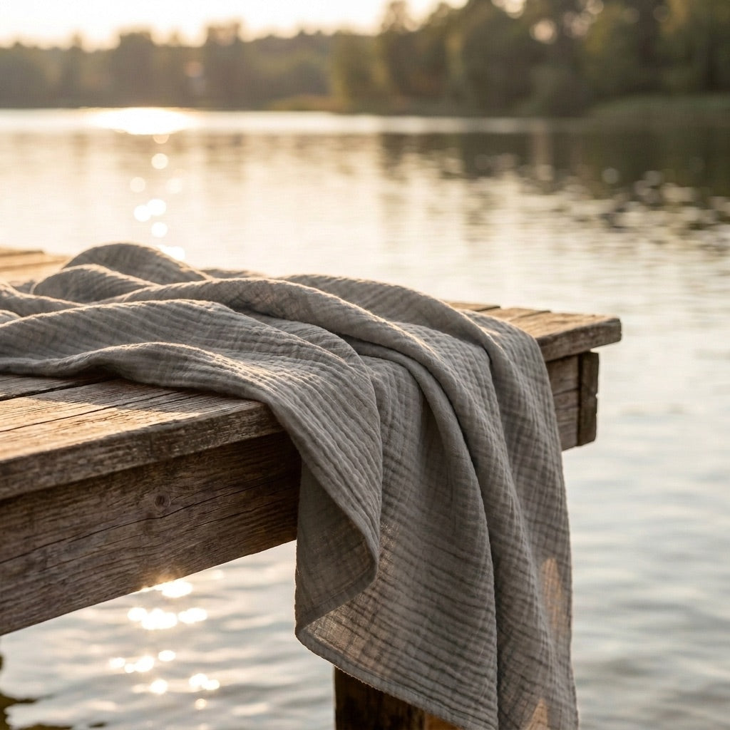 Grey — 100% Cotton Muslin Blanket
