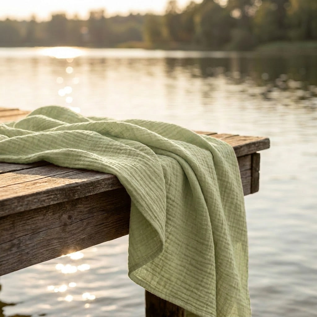 Pistachio — 100% Cotton Muslin Blanket