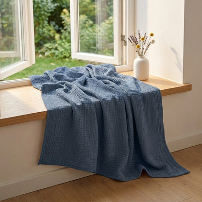 Navy Blue — 100% Cotton Muslin Blanket