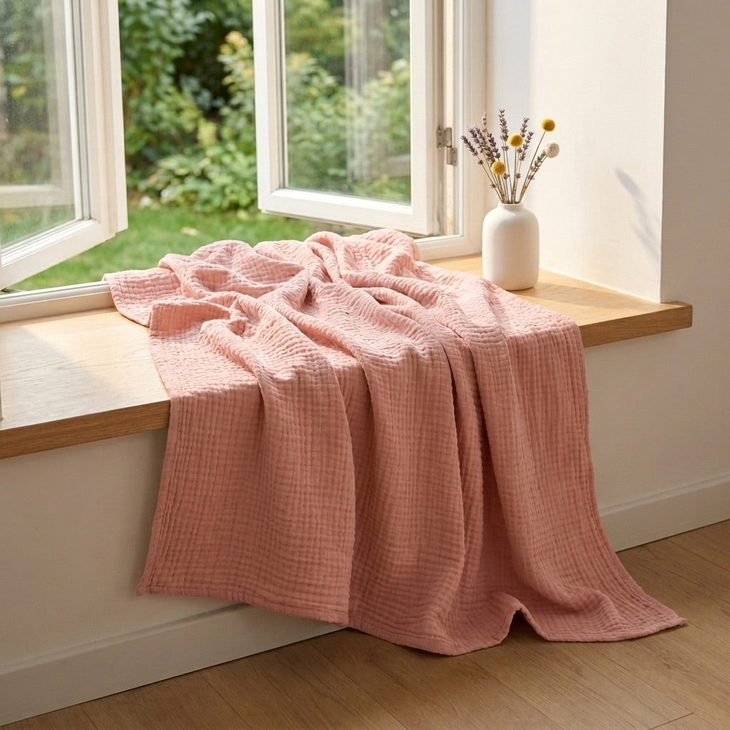 Pink — 100% Cotton Muslin Blanket