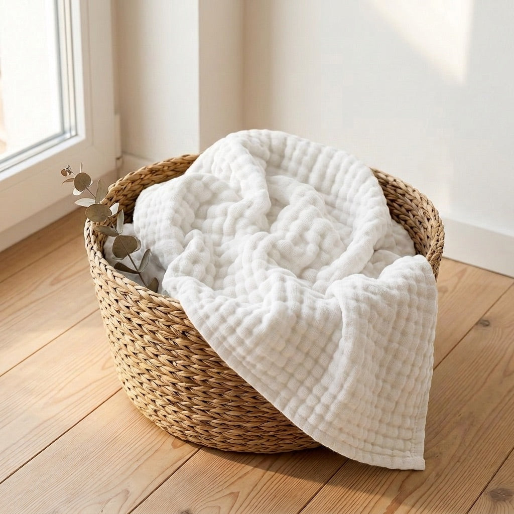 Off-White — 100% Cotton Muslin Blanket