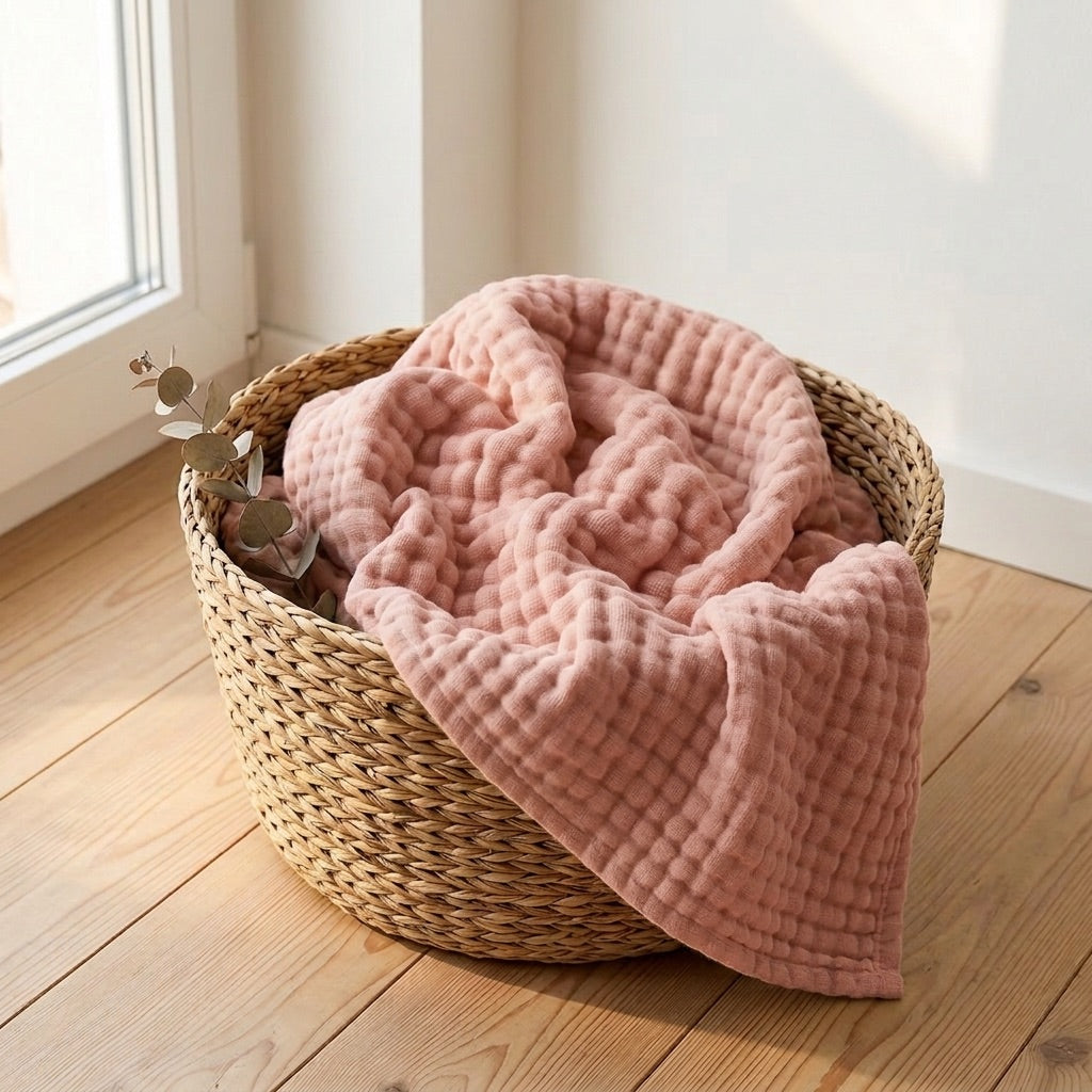 Pink — 100% Cotton Muslin Blanket