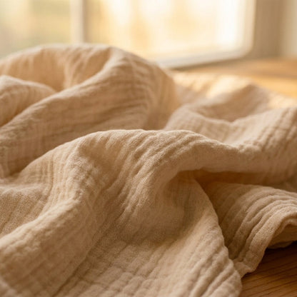 Beige — 100% Cotton Muslin Blanket